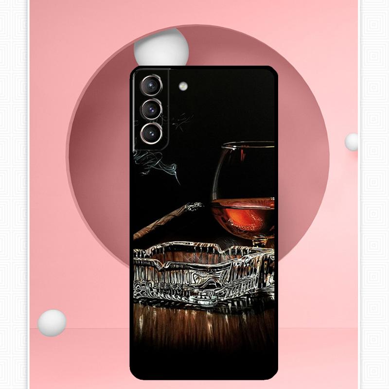Cigar and Whiskey Case For Samsung Galaxy S24 S23 Ultra S22 S20 FE S21 FE Note 10 20 S8 S9 S10 Plus Cover