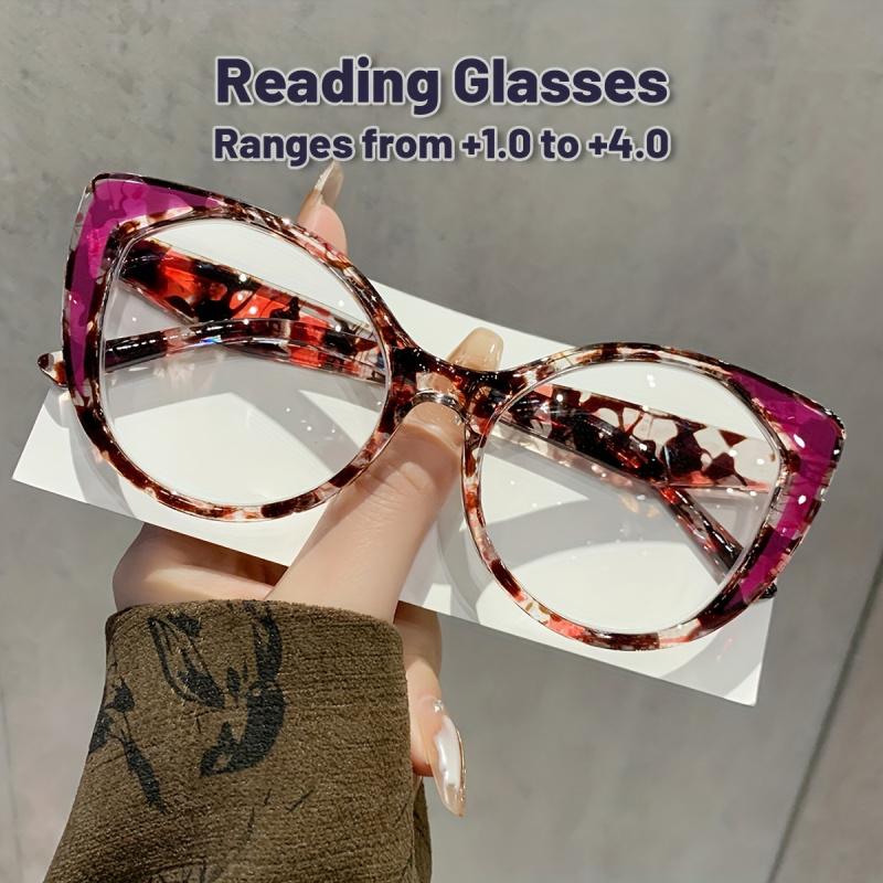 Women'S Vintage Cat Eye Reading Glasses - Clear Transparent PC Frame,Magnification, Full-Rim Design with Cleaning Cloth