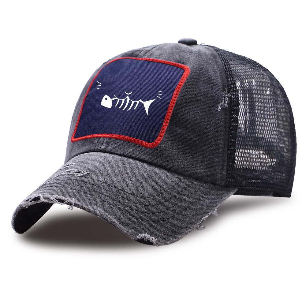 JESUS FISH Print Harajuku Trucker Hat Men Cotton Breathable Mesh Baseball Breathable Caps Women Summer Outdoor Snapback Hat