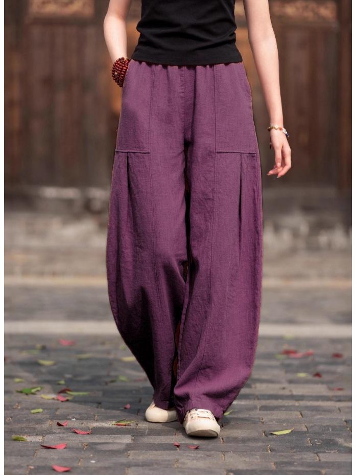 2026 Spring/Summer Artistic Cotton Linen Women's Slimming Casual Lantern Pants