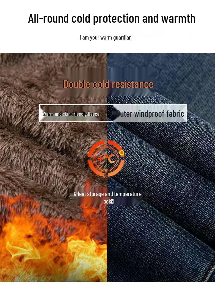 Women's High Waist Velvet-Lined Denim Flare Pants – Warm, Elastic, Slimming & Trendy