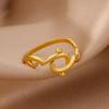 Creative Arabic Love 18K Gold Plated Adjustable Stainless Steel Ring for Women - Colorfast Couple's Open Design