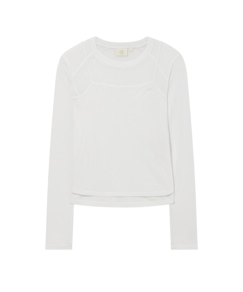 COVERNAT WOMAN Sheer Layered Long Sleeve White