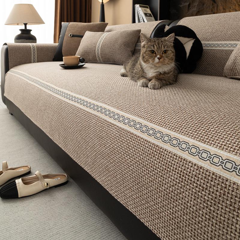 Simple Sofa Cover Four Seasons Universal Sofa Pad Solid Color Sofa Mat For Living Room Anti-Slip Straight Row Couch Cushion Home
