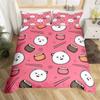 Cartoon Sushi Food Duvet Cover Twin For Kids Teen Microfiber Japanese Cuisine Bedding Set Kawaii Cat Cherry Blossoms Quilt Cover