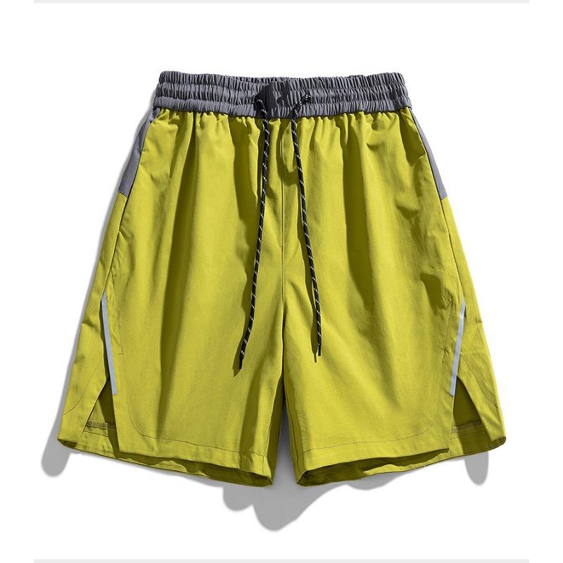 Men's Quick Dry Athletic Shorts - Color Block Drawstring Running Shorts with Reflective Stripe Detail