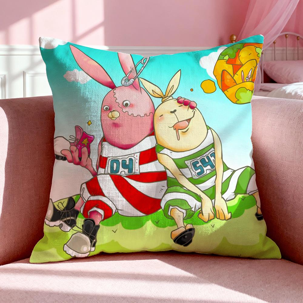 Cartoon U-Usavich Cushion Cover Breathable Linen Pillowcase Summer Odorless Eco-Friendly Invisible Zipper Washable