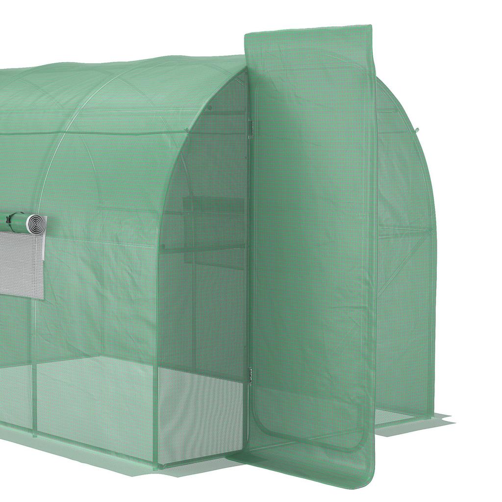 Large Polytunnel Walk In Greenhouse, Plant Gardening Tunnel Green House with Metal Hinged Door, Galvanised Steel Frame & Mesh Windows, Green (3 x 2 m)