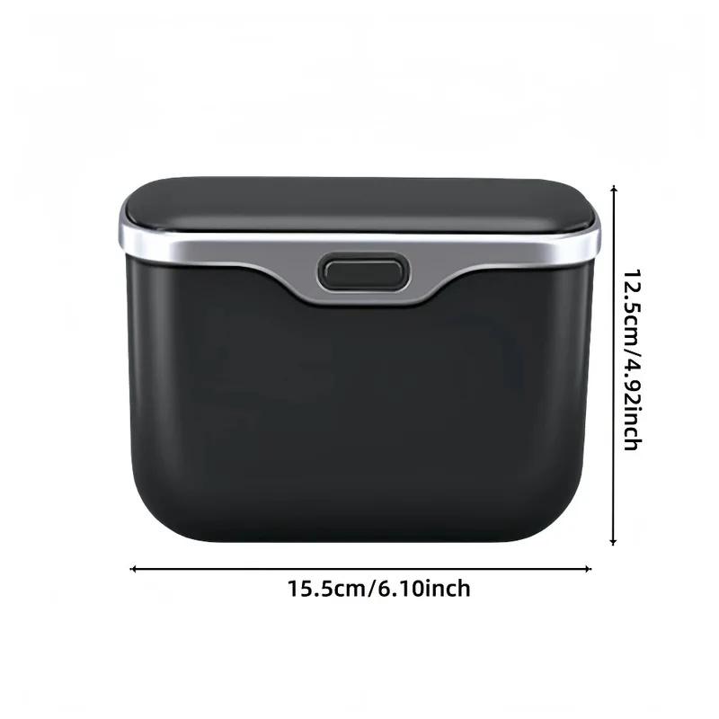 Multifunctional Hanging Car Trash Can With Press Top Lid Wet & Dry Storage Bin For Auto Interior Accessories