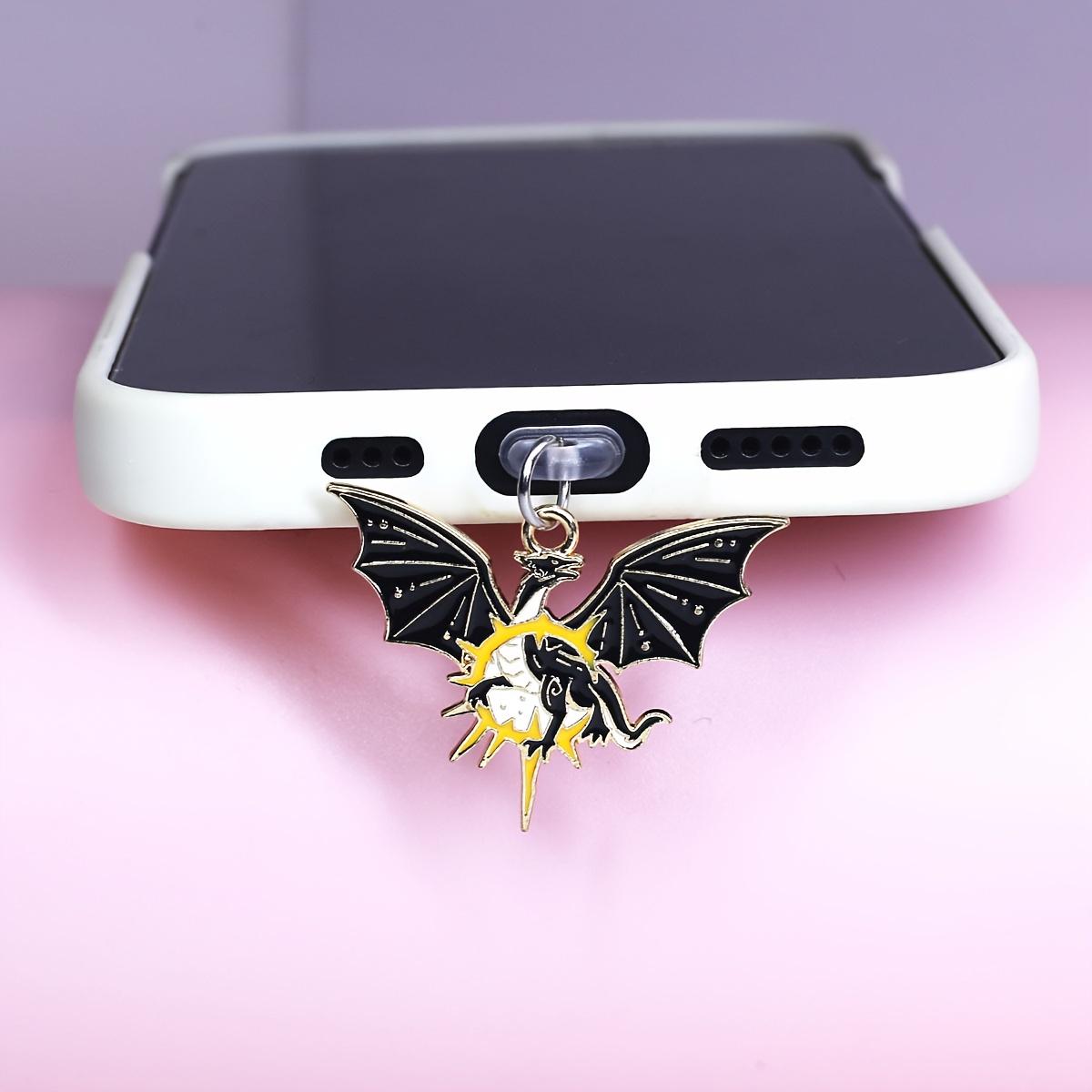 

Заглушка от пыли для мобильного телефона, Модный черно-белый месяц, Подвеска «Крыло летучей мыши летящего дракона», Стиль серии «Дракон» для мобильного телефона, Идеальный лучший подарок, Хэллоуин For Type-C