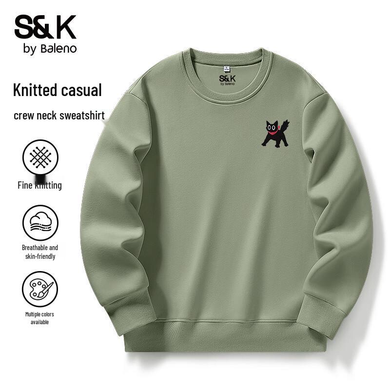 

Baleno S&K Men s Casual Crew Neck Sweatshirt with JPB Bowtie Cat Print 2XL