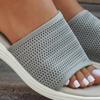 Flat Bottom Slippers Women Summer Round Head Mesh One Word Outer Wear Breathable Casual Sandal Slippers
