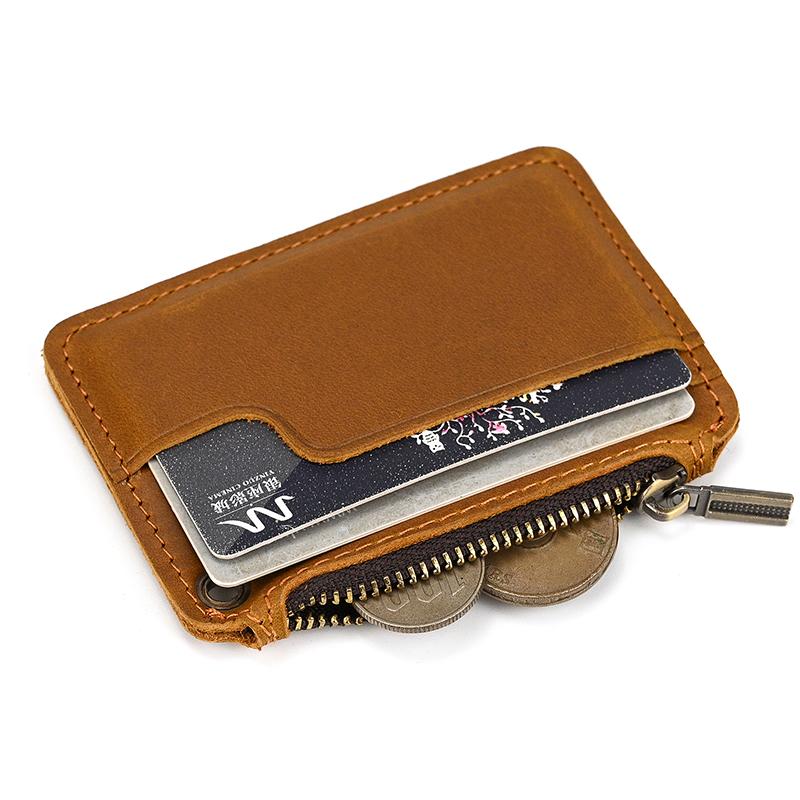 Fashion Style Little Coin Purse Genuine Leather Card Holder Men Women Leather Short Wallet Zipper Purse for Coins Credit Cards