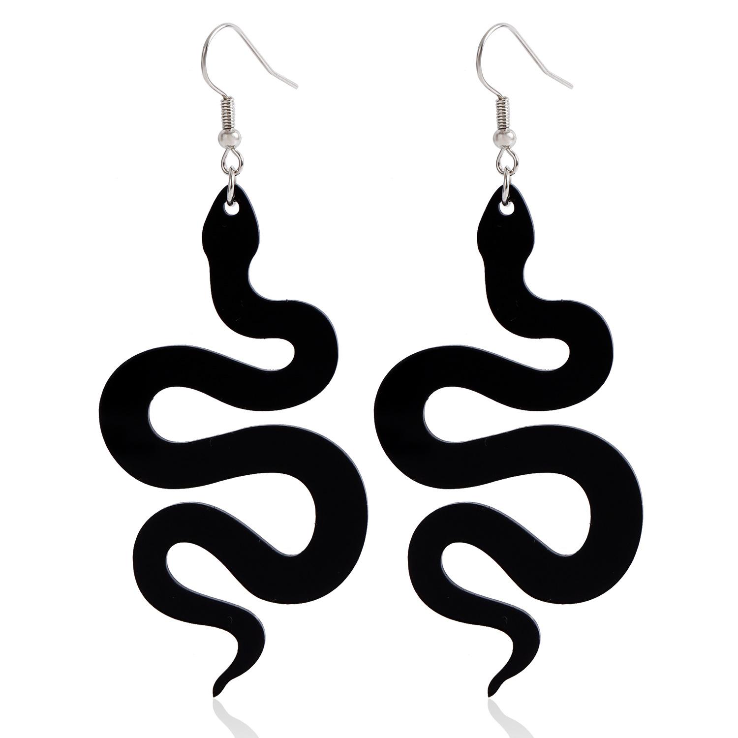 

European and American jewelry, personalized curved geometric resin snake earrings, exaggerated punk long fashion earrings for women