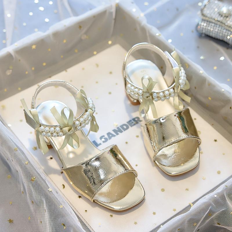 Girls' Sandals Children's Princess Shoes2026New Summer High-Heeled Shoes for Little Girls with Chunky Heels for Children's Performances and Fashion