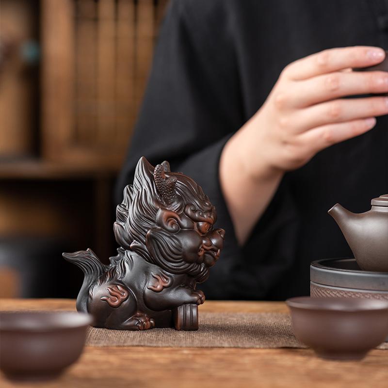 Purple Pottery Kylin Tea Pet Living Room Tea Table Decoration Tea Ceremony Accessories Tea Tray Decoration