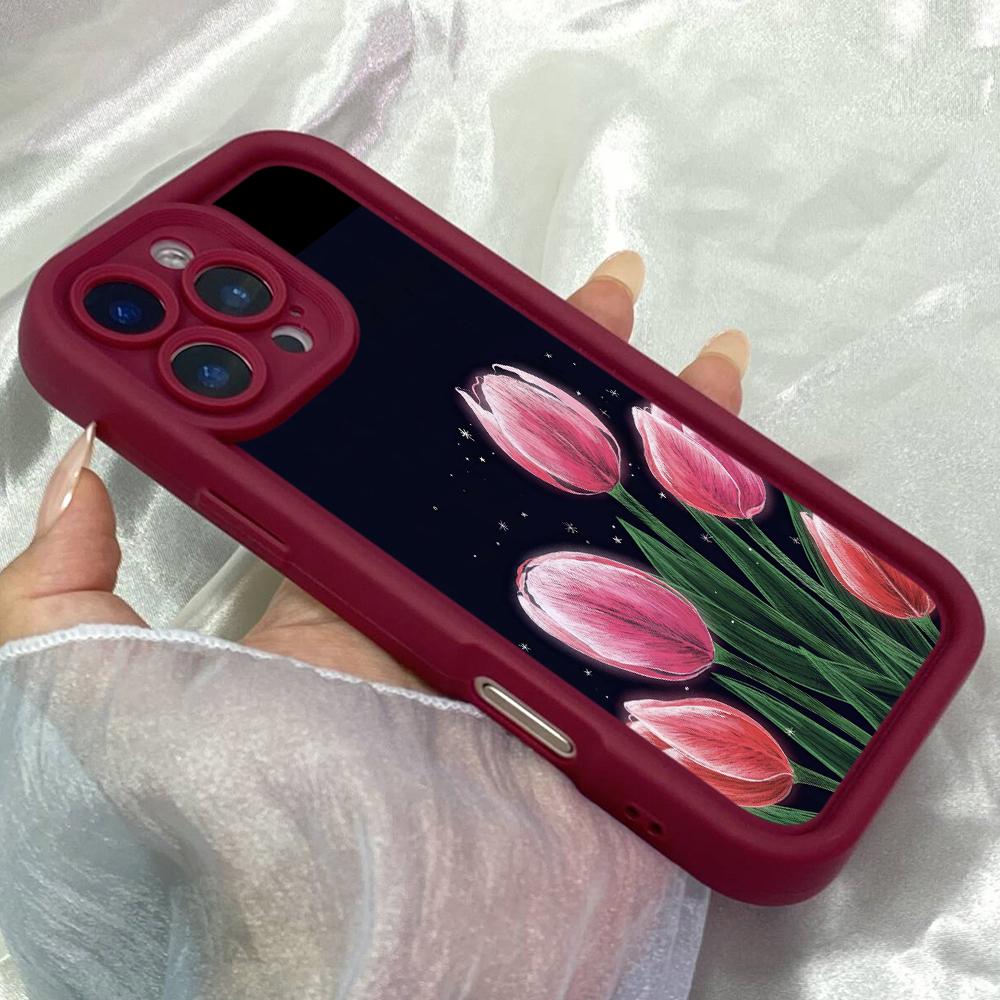 JT509 Spring Tulips for iPhone 17 16 15 14 Pro Max Samsung S26 S25 Ultra A17 A07 A56 A16 A06 A05 Xiaomi 15T Redmi 15c 14C Soft Case