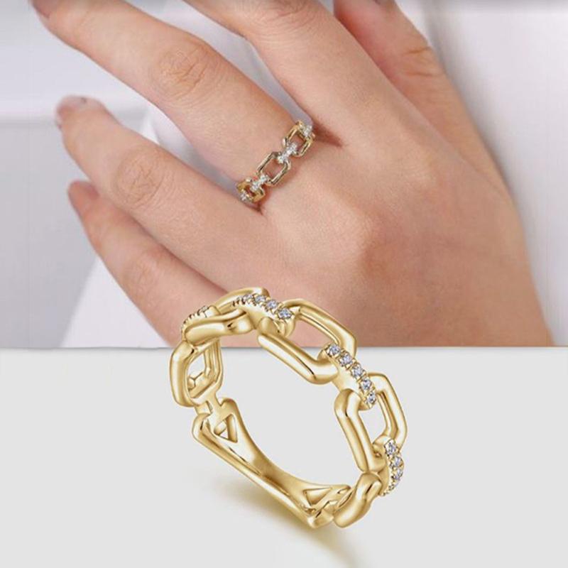 

Huitan Fashion Female Chain Rings with Bright Cubic Zirconia Daily Wearable Finger Zircon Lady Engagement Ceremony Accessories 6