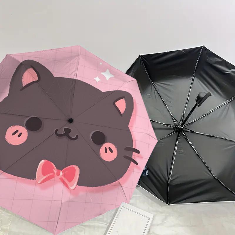 Kawaii Cat Bow Tie Umbrella: Cute Design, Automatic Opening & Closing, Outdoor Travel Essential, Lightweight & Durable 018