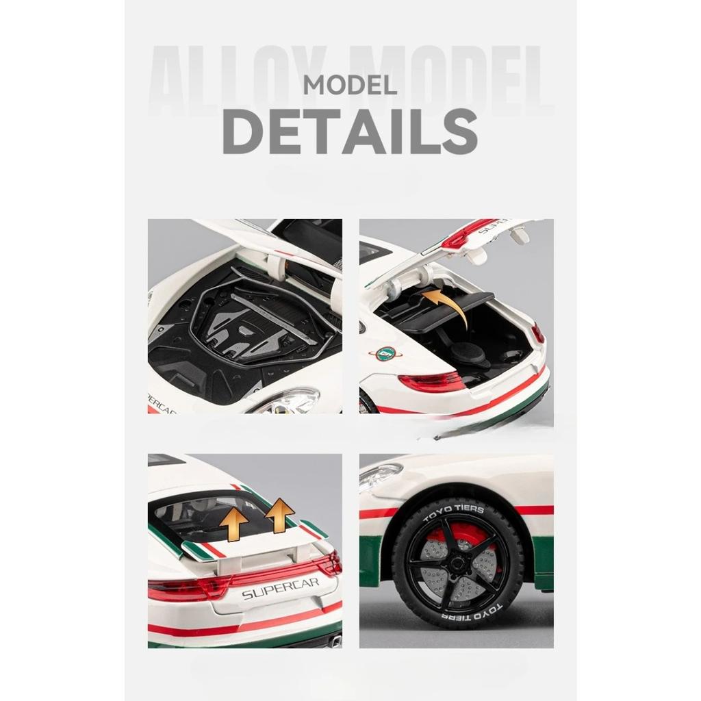 Spray 1/24 Porsche Panamera Supercar Model with Sound Light Collection Miniature Voiture Diecast Toy Vehicle Children Boy Gift Hobby