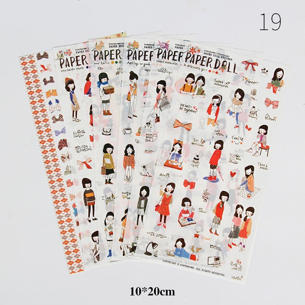 6 Sheets Cartoon Creative Stickers DIY Scrapbook Diary Phone Decorative Stickers Stationery