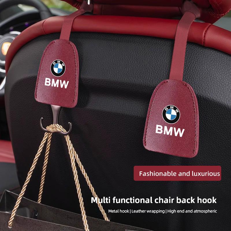 2026 Hot 2Pcs PU Leather Car Seat Back Hooks Interior Accessories Sticker For BMW X1 X3 X4 X5 E46 E90 F20 E60 E39 F10 M1 M2 M3 M5 M6 E8 GK3 ushm3