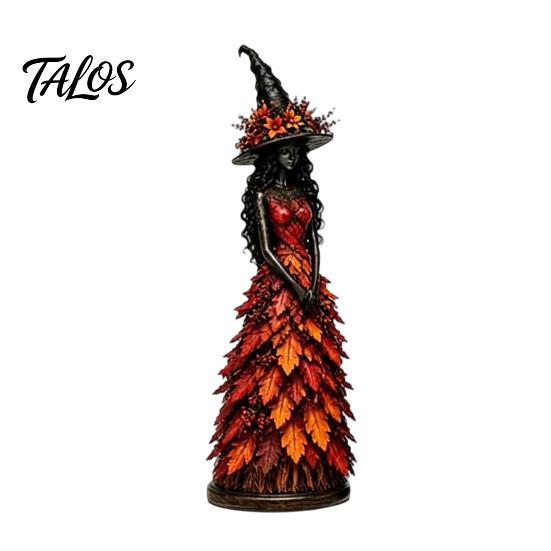 Halloween Party Table Decorations Autumn Witch Figurine, Desktop Decoration, Seasonal Resin Statue with Indoor Fall Home Accessories Leaf Gown