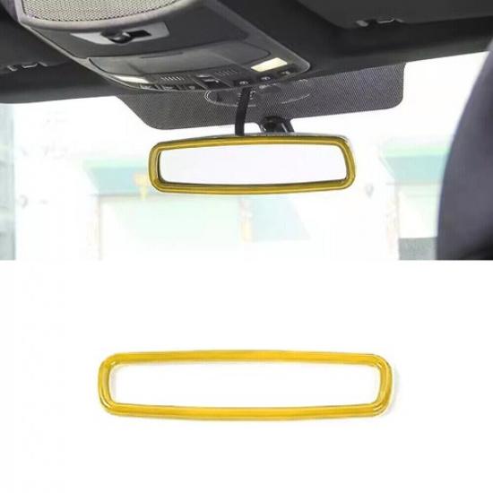 Car Console Rearview Mirror Frame Trim 1PCS For Ford F-150 2015-20 Bright Yellow