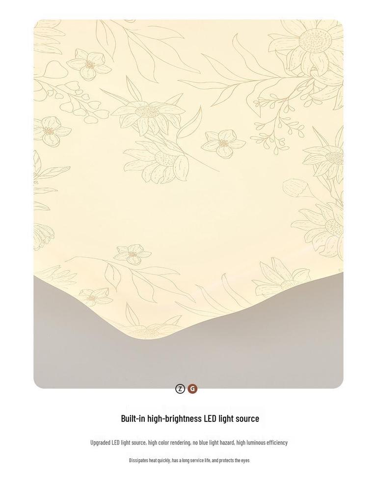 Zen Song Dynasty Walnut Solid Wood Ceiling Light with Fabric Shade