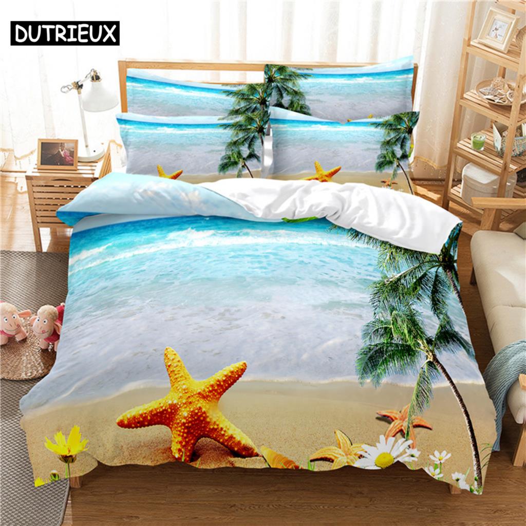 Comforter 3D Digital Printing Fashion Design Beaches And Waves Bedding Set Queen Size