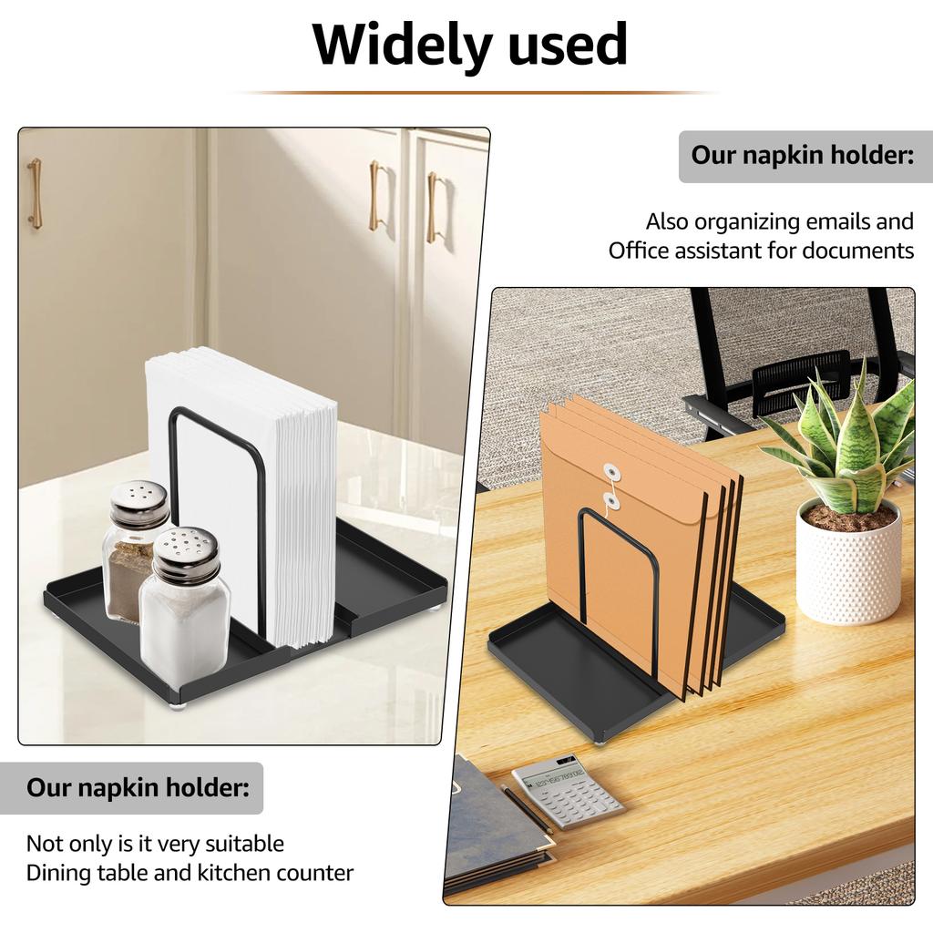 Metal Napkin Holder Standing Napkin Dispenser with Salt Pepper Shakers Caddy Paper Napkin Storage for Kitchen Dining Table Decor