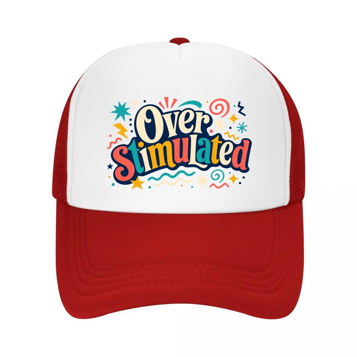 Playful Overstimulated Typography Bu Mesh Baseball Cap Casual Hat Outdoor For Womens Unisex FeUnisex One Size