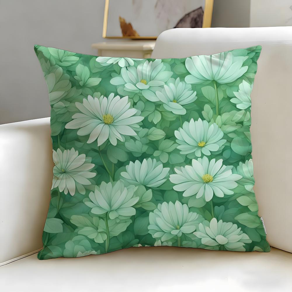 Mint green fresh background Cushion Cover Soft EasyWash Pillow Case Versatile for Couch Bed Travel and Office