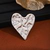 Retro Irregular Pleated Heart Brooch - Elegant Metal Corsage Pin for Women