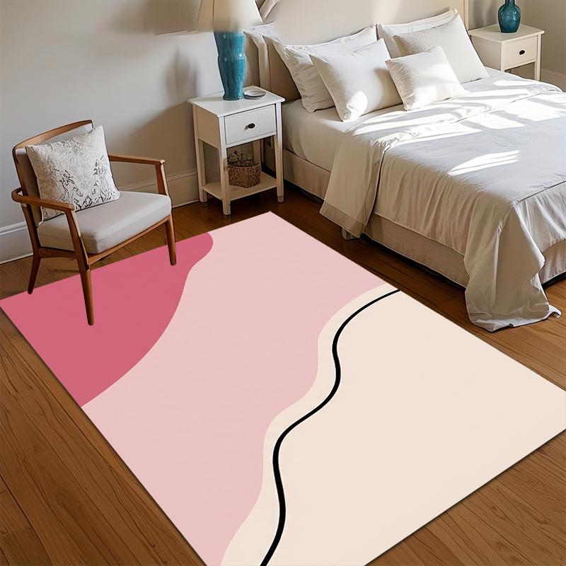 

Modern Abstract Pink Wave Pattern Area Rug Soft Non Slip Stylish Carpet for Cozy Nursery Bedroom Living Room Entryway 40X60cm