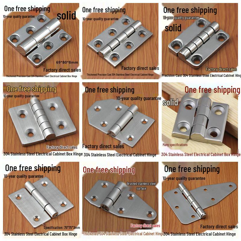 304 Stainless Steel Heavy Duty Industrial Flat Opening Thickened Mechanical Equipment Load-Bearing Hinge