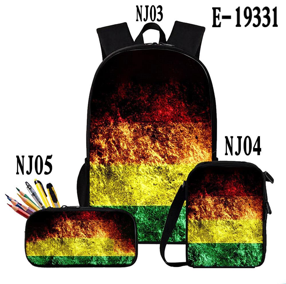 Klassiek Populair Kleurrijk LGBT 3D Print 3 stuks/Set leerling Schooltassen Laptop Dagrugzak Rugzak Schuin gedragen schoudertas Etui One size