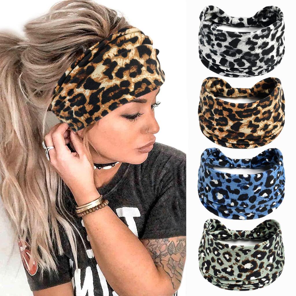 Geknotetes Stirnband mit Leoparden- und Zebra-Print – Sexy elastisches Sport-Stirnband für Damen