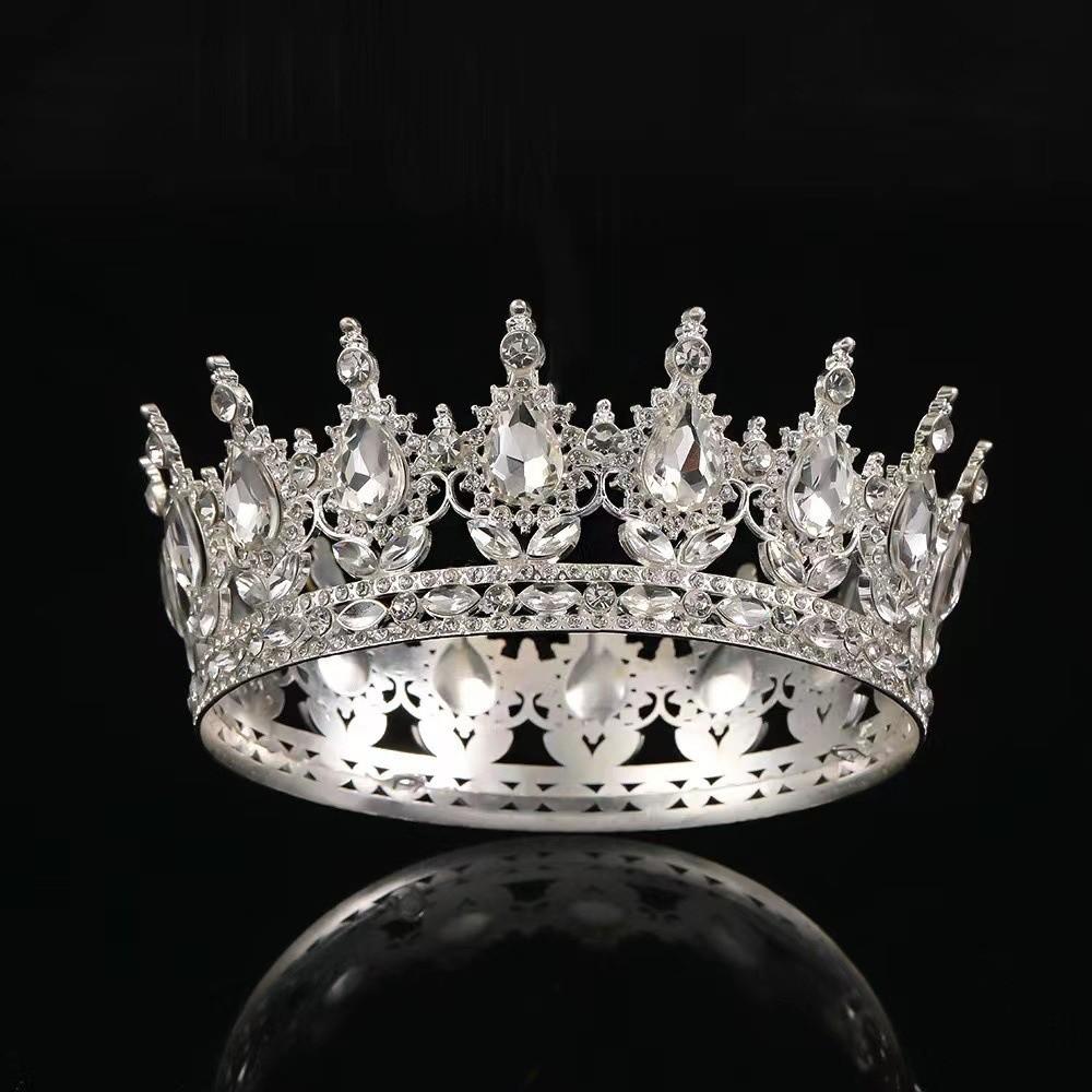 Rhinestone Baroque Pageant Crowns Luxury Crystal Queen Princess Tiara  Hair Dress Accessories