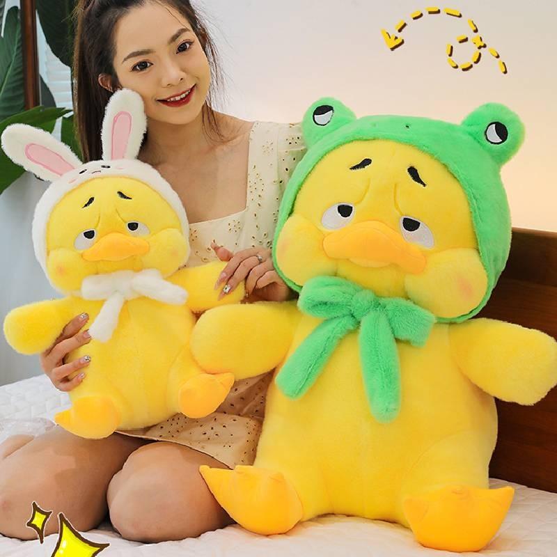 Frog Rabbit Hat Duck Plush Toy Cartoon Stuffed Animal Doll Decoration Kids Gift