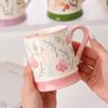 Flowery High End Ceramic Water Cup  High Looking Breakfast Cup  New Simple Mug  Souvenir Drinking Cup
