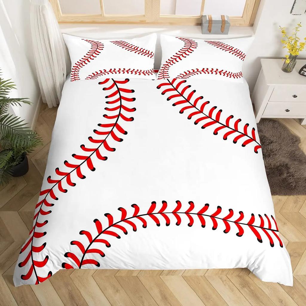 3D Baseball Bedding Set Sports Bedroom Decor Duvet Cover Sets With Pillowcases Sport Baseball Themed Sports Fans Essential Gifts