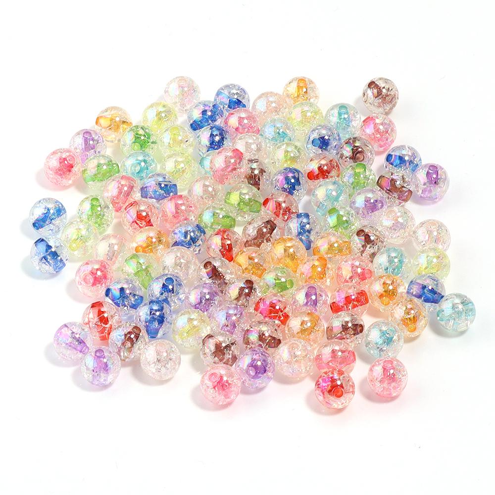 10-100pcs 8 10 12 14 18 20mm Acrylic Cracked Beads Candy Color Round Loose Beads For Jewelry Making DIY Bracelets Accessories