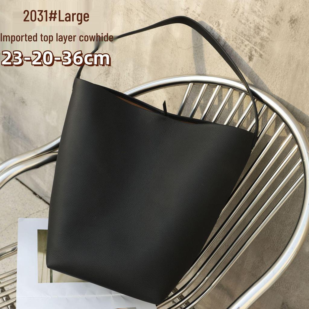 2025 Retro Women's Genuine Leather Bucket Tote Bag - Large Capacity Single Shoulder Bag