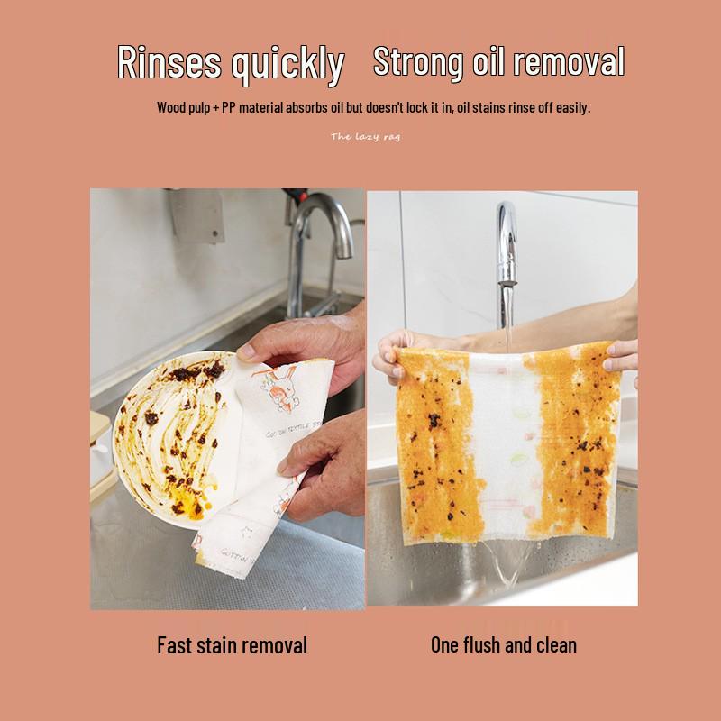 Multi-Use Disposable Kitchen Dishcloth Paper: Wet & Dry, Water & Oil Absorbent, Non-Stick, Scouring Pad