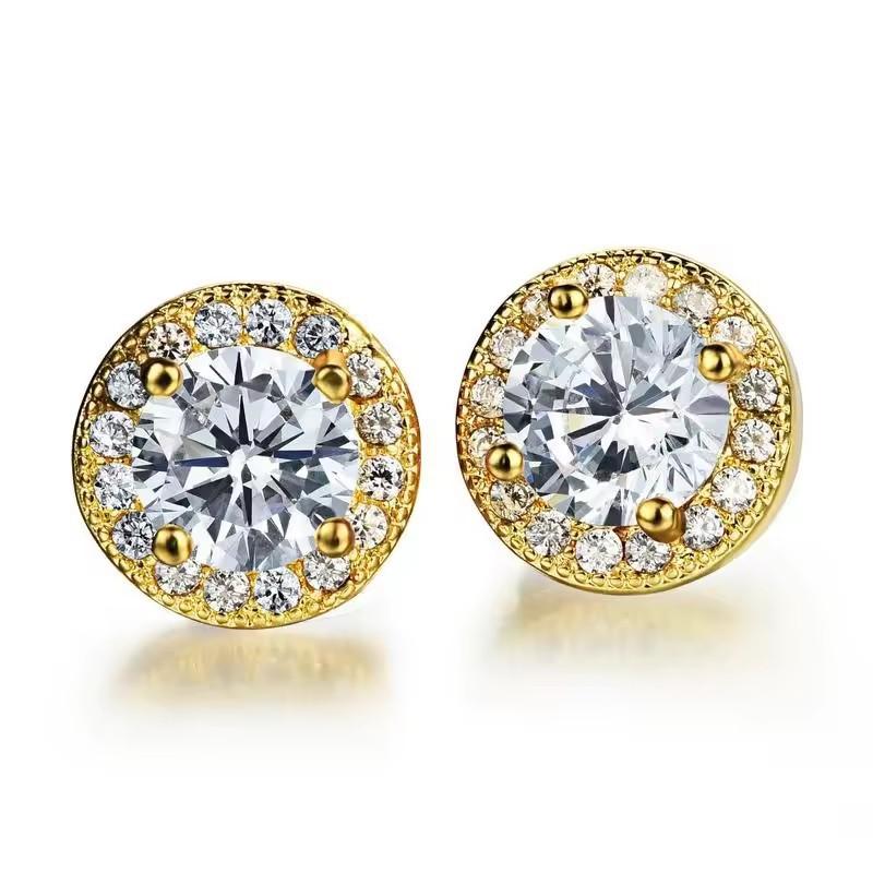 Klassische Runde Weiß Zirkon Ohrstecker Silber Farbe Braut Hochzeit Engagement Schmuck Geschenke