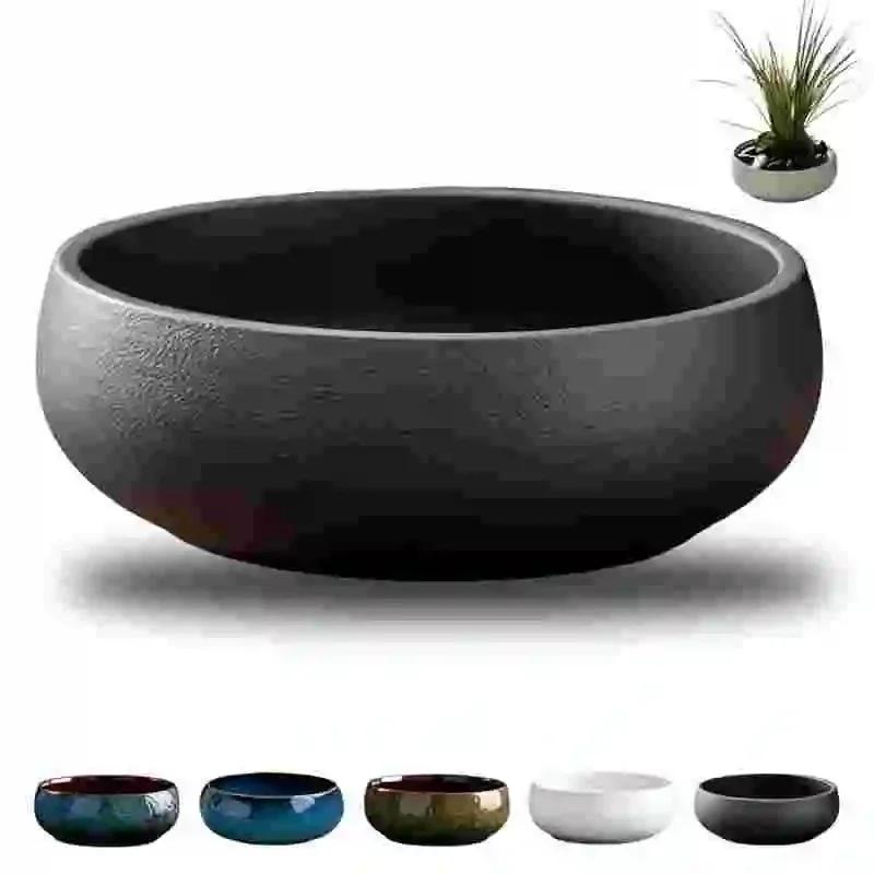 Ceramic Lotus Planter with Glaze Finish-Handcrafted Bowl for Water Lily & Bonsai Unique Home & Zen Garden Decoration Gongfu Tea