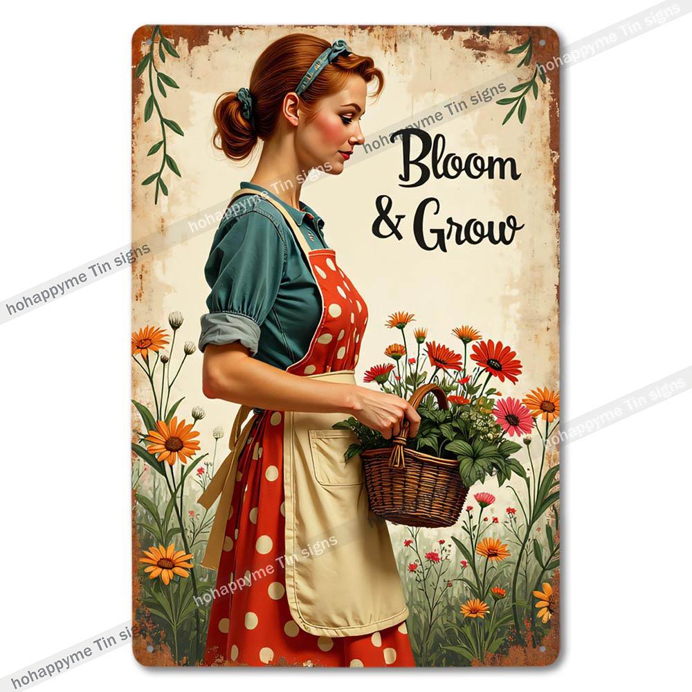 Retro Blumen Metallblechschilder Heimdekoration Wandkunst Garten Bauernhaus Landhausküche Badezimmer Wohnzimmer