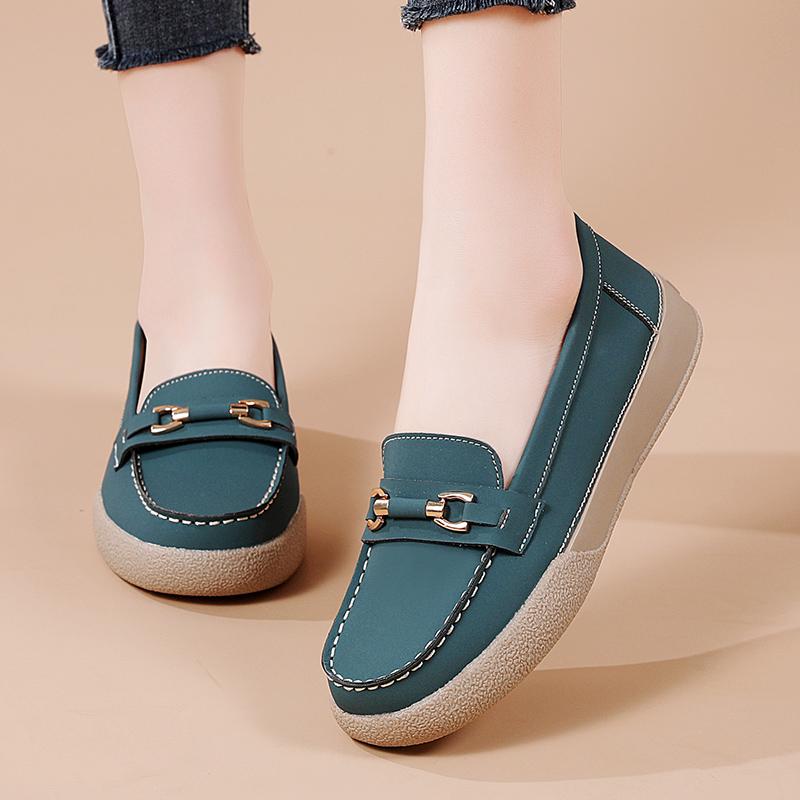 Fashion New Large Size 100% Cowhide Leather Shoes High Quality Casual Comfortable Women's Shoes Anti-slip Wear Light Sports Shoes