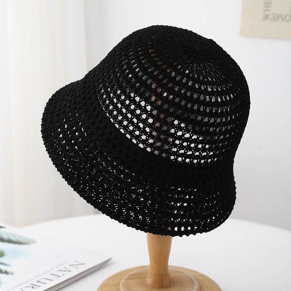 Spring Summer Knitted Bucket Hat for Women Foldable Sun Hat Breathable Beach Cap Outdoor Travel Casual Chic 2025 New Sunhat